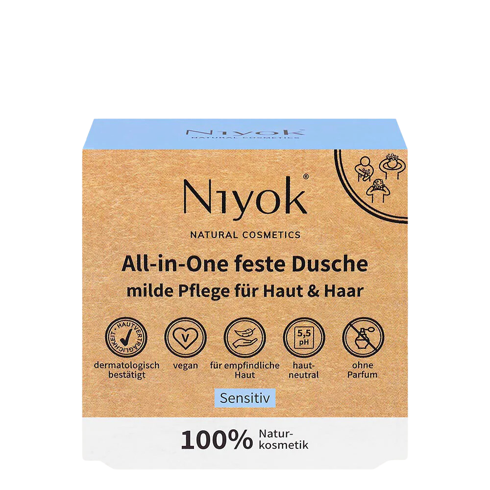 Niyok All-in-One Feste Duschseife Haut + Haar Sensitive, 80 g