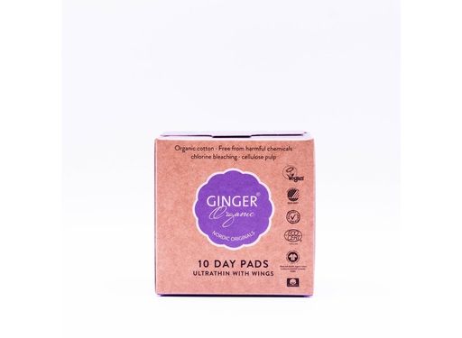 Ginger Organic maandverband dag met vleugels individueel verpakt 10 pcs