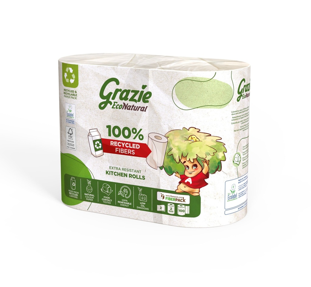 Grazie EcoNatural 2 keukenrollen 2 laags