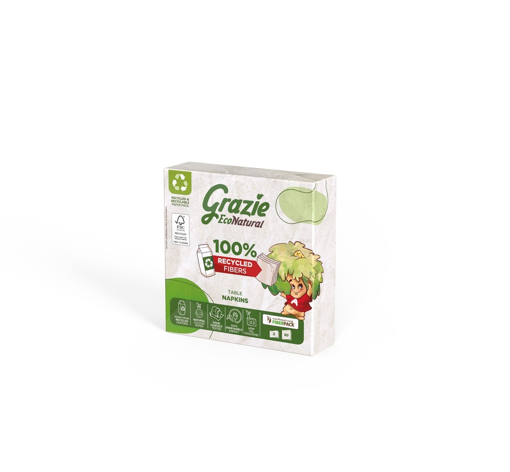 [832362T] Grazie Natural 50 servetten 2 laags
