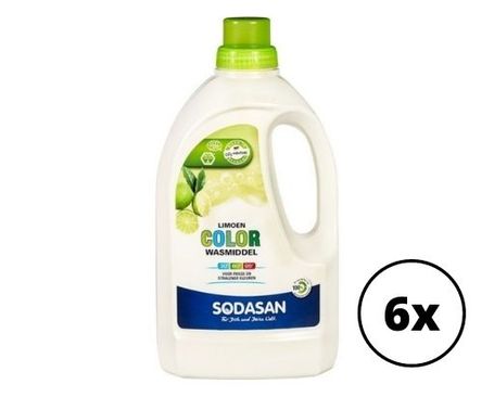 Sodasan wasmiddel vloeibaar kleur limoen 1,5 l 6x