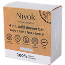 Niyok 4 in 1 solid shower bar body + hair + face + beard Athletic grey, 80g