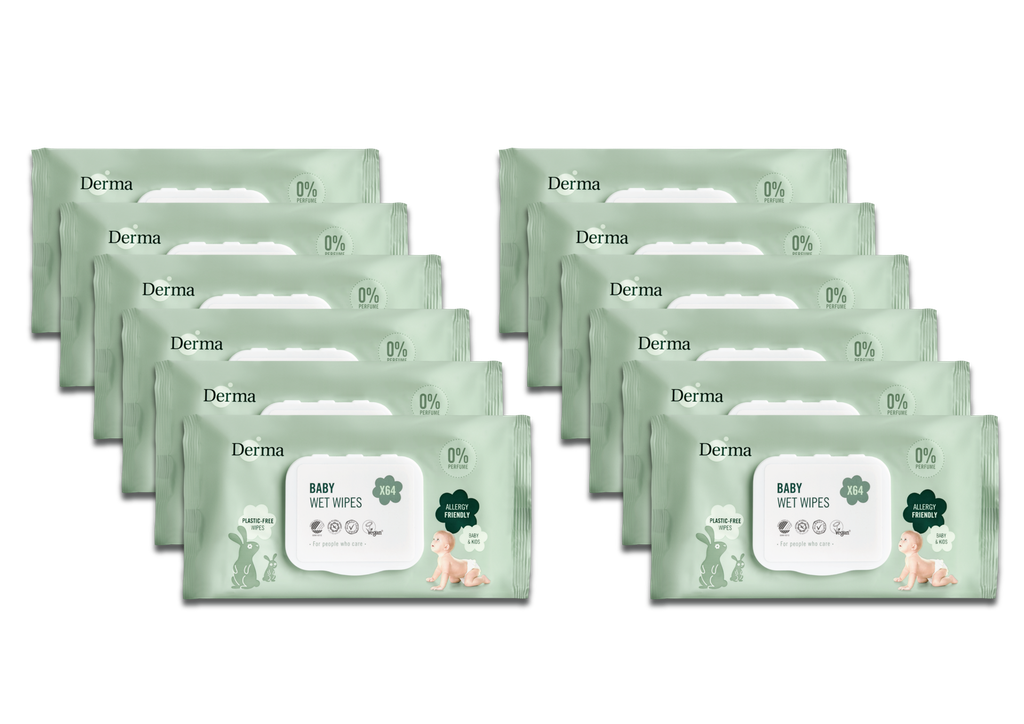 [DEBW64-12] Derma Eco Baby wipes 12 x 64 stuks