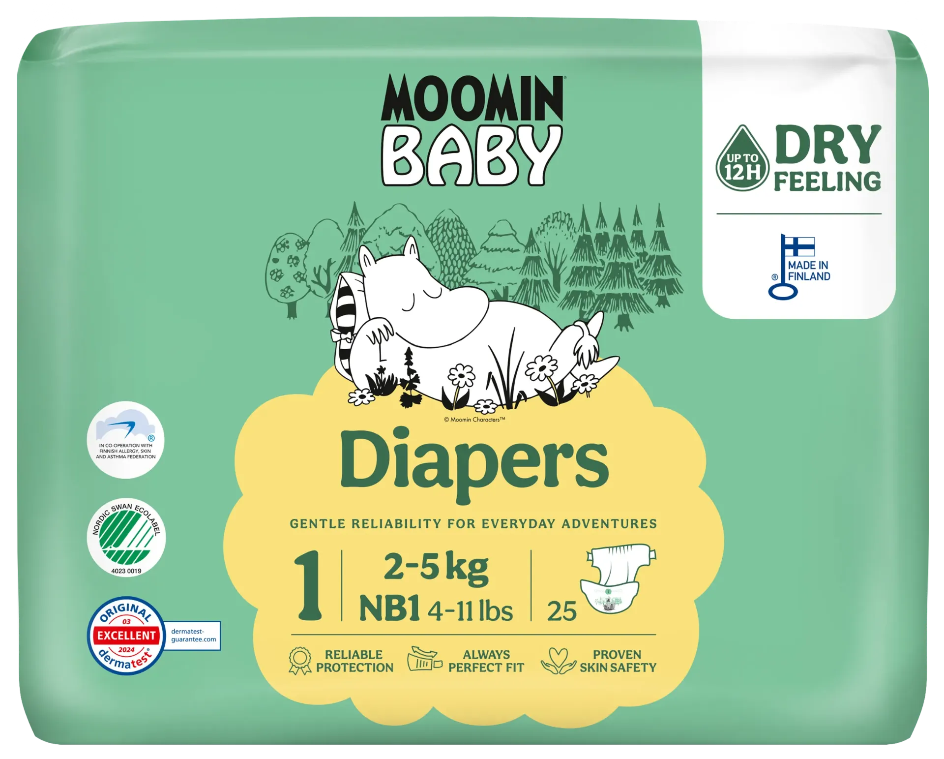 [MoominB1] Moomin Baby luiers maat 1   25 pcs.  2-5 kg