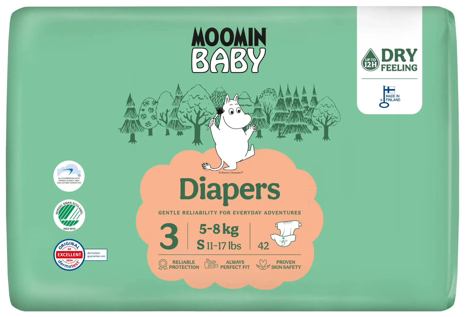 [MoominB3] Moomin Baby luiers maat 3   42 pcs. 5-8 kg
