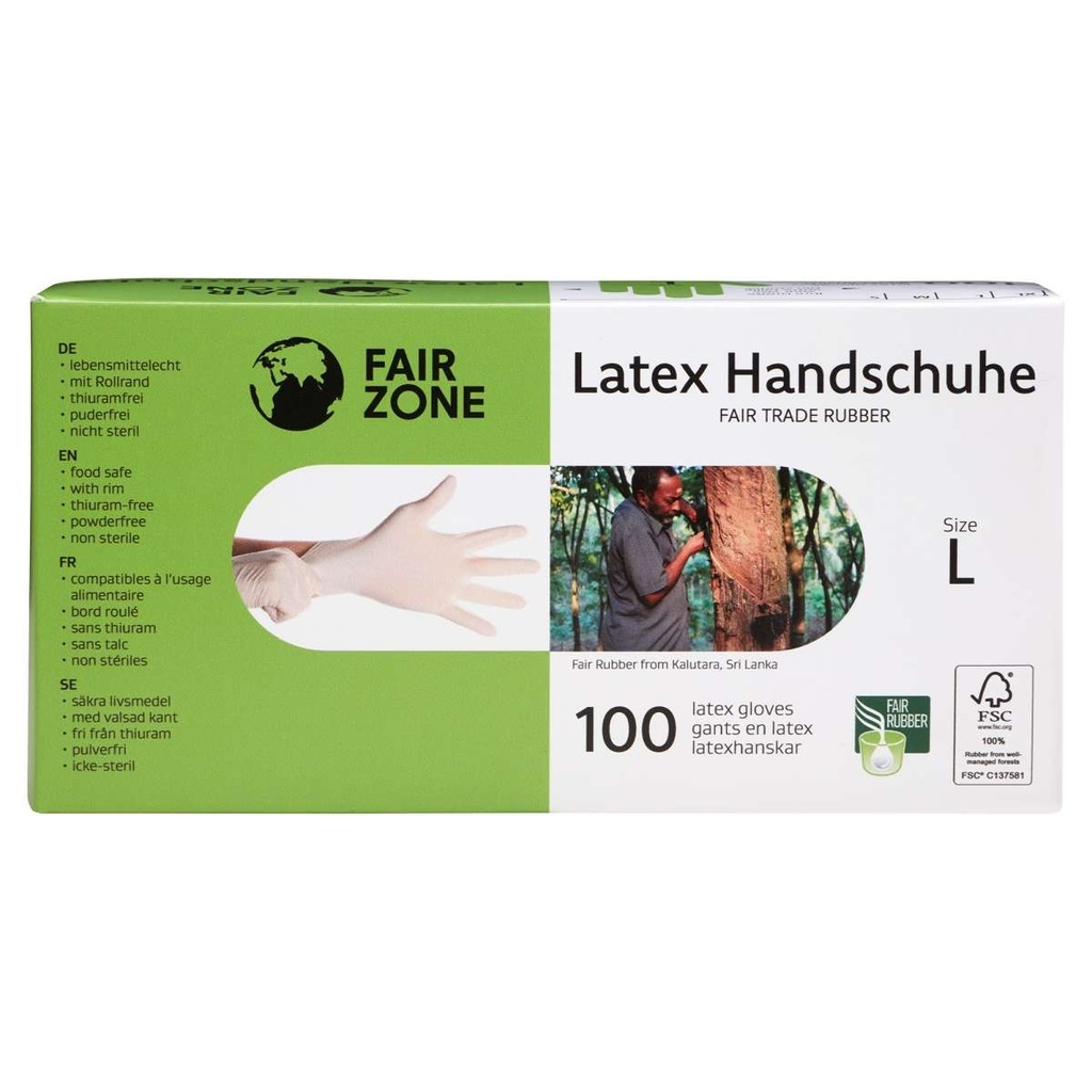 Fairzone latex Handschoenen van Natuurrubber maat L - 100 stuks