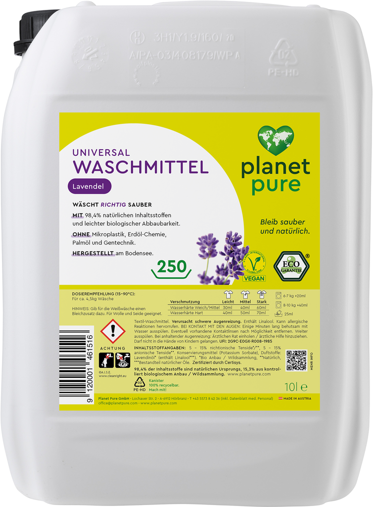 Planet Pure universeel vloeibaar wasmiddel lavendel 10L