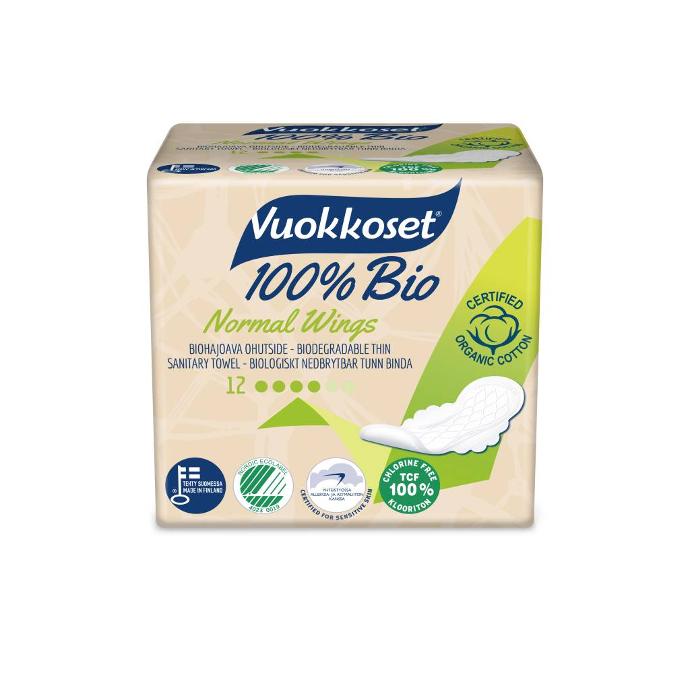 [89580] Vuokkoset 100% Bio Normal Wings maandverband