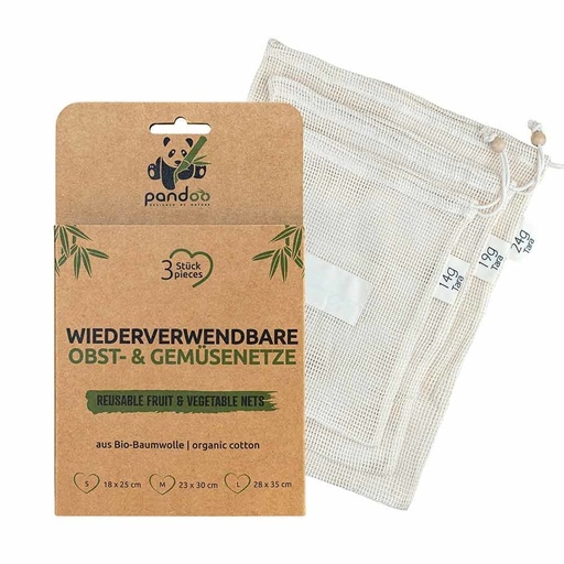 [POGNVN03] Pandoo groente en fruit netjes van biologisch katoen 3-pack