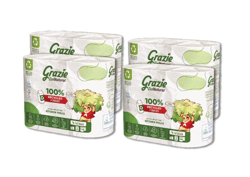 [821444R] Grazie Natural 2 keukenrollen 2 laags in recycled plastic