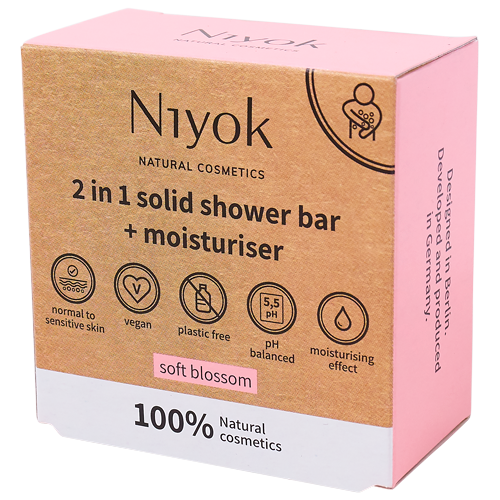 [3251NIY] Niyok Feste Duschseife + Pflege Soft Blossom, 80 g