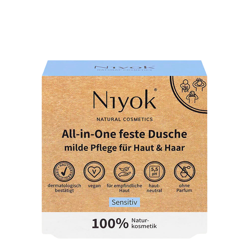[3261NIY] Niyok All-in-One Feste Duschseife Haut + Haar Sensitive, 80 g