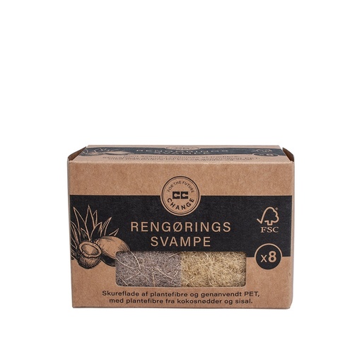 [4146] CC Change small scouring pads with plant fibers from coconuts and sisal 8 pieces