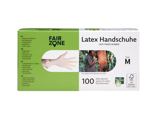 [FZLHS100M] Fairzone latex Handschoenen van Natuurrubber maat M - 100 stuks