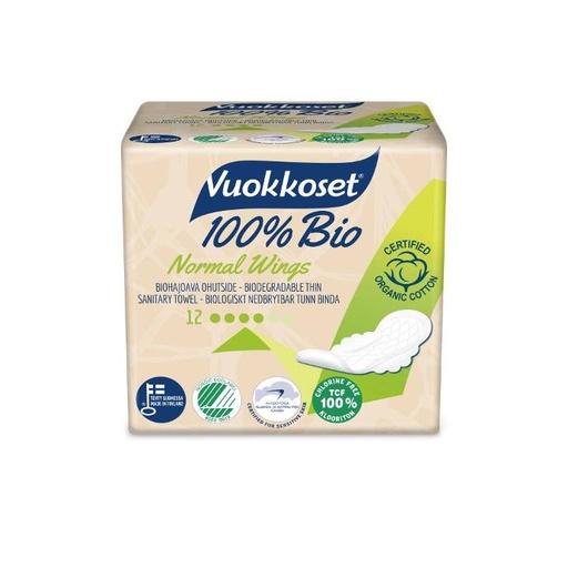 [89580] Vuokkoset 100% Bio Normal Wings maandverband