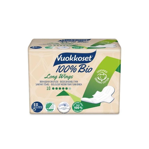 [89585] Vuokkoset 100% Bio Long Wings maandverband